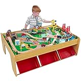 KidKraft 17850 Eisenbahnset und Spieltisch Waterfall Mountain Klassisches Spielzeugeisenbahn-Set mit Zubehör, Naturfarben