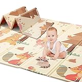 HB.YE Spielmatte Baby Teppich Babymatte Faltbarer Spieldecke Krabbelmatte Baby Bodenmatte XPE rutschfest Material, Tragbar für Innen- oder Außenbereich (Tierwald)