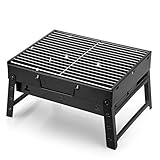 AGM Holzkohlegrill Picknickgrill Edelstahl Kleiner Grill Portable Campinggrill Abnehmbare BBQ Grills für Outdoor Garten Party usw. (35 x 27 x 19 cm)