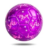 INPODAK Mädchen Fussball, Kinder Fußball Größe 3, Einhorn Fußball für 2 3 4 5 6 7 8 Jahre alt, Kinderball Lila Fußbälle, Freizeitball Training Ball Drinnen Draußen Junge Violettes