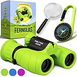 Fernglas für Kinder - Optimales Geschenk für kleine Jungen und Mädchen zur Einschulung - Starke Vergrößerung 8X21 – Umfangreiches Set inklusive Lupe & Kompass – Spielzeug für 4 5 6 7 8 Jahre