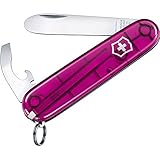 Victorinox, Taschenmesser, My First Victorinox, 84 mm, pink transparent (8 Funktionen, Klinge, ohne Spitz, Kapselheber)