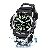 Kinderuhr Jungen Mädchen,Armbanduhr Jungen Analog,Armbanduhr Kinder,Analog Quartz Uhr mit Armbanduhr Kautschuk Wasserdicht Outdoor Sports Uhren