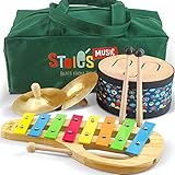 Stoie Beats, das hölzerne Musik-Set für Kleinkinder - Internationale Spielzeuginstrumente mit Aufbewahrungstasche - Fördert Kreativität, Zusammenarbeit und Bonding