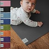 Sanosoft® Krabbelmatte – das Original. Made in Germany, Öko-Tex Anti-Rutsch Krabbelunterlage: größte Auswahl an Farben und Größen - 120cm X 120cm Grau