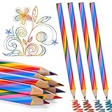 Ailvor Regenbogen Buntstifte,12 Stück Buntstifte Kinder,Dreikant Farbstifte Set für Kinder Zeichnung Pencil, Schule Büro Haushaltswaren