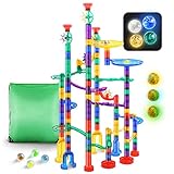 Kugelbahn - 161pcs Mehrfarbige Murmelbahn Marble Run Set mit Beleuchtete Perlen, Mint Lernspielzeug und Konstruktionspielzeug für Kinder Mädchen Jungen 4+