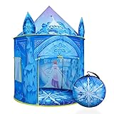 Cosone Kinderzelt für Drinnen und Outdoor, Frozen Geschenk für Mädchen 4 5 6 7 8 Jahre, Frozen Zelt Spielzeug, 101 × 101 × 129 cm, Spielzelt Spielhaus Kinder, Blaues Prinzessinnenschloss