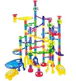 JOYIN 170 Stück Mehrfarbige Murmelbahn Marble Run Set mit 120 Kunststoffteile 50 Glasmurmeln, Bausteine, Kugelbahn Lernspielzeug, Bausteinspielzeug, Konstruktionspielzeug für Kinder