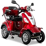 Rolektro E-Quad 25 V.2 Elektromobil Rot - 4-Rad Seniorenmobil 1000W - RW 50km - Koffer Rückwärtsgang USB EU-Zulassung