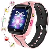 BAUISAN Smartwatch Kinder - Uhr Telefon für Mädchen Jungen mit Anruf, SOS, 14 Spiele, Musik, Kamera, Wecker, Taschenlampe, Kinderuhr Telefonieren Smart Watch Kids Geschenk (Rosa)