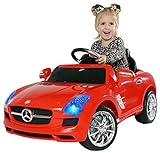 Actionbikes Motors Kinder Elektroauto Mercedes Benz AMG SLS - Lizenziert - Rc 2,4 Ghz Fernbedienung - Led - Mp3 - Soundmodul - Elektro Auto für Kinder ab 3 Jahre - Kinderauto Spielzeug (Rot)