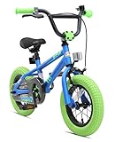 BIKESTAR Kinderfahrrad für Mädchen und Jungen ab 3-4 Jahre | 12 Zoll Kinderrad Kinder BMX Freestyle | Fahrrad für Kinder Blau & Grün | Risikofrei Testen