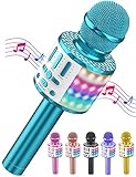 Karaoke Mikrofon, LED Drahtloses Bluetooth Mikrofon zum Singen mit Lautsprecher, Karaoke Spielzeug Kinder, Heim KTV Karaoke Maschine, Tragbares KTV Lautsprecher Recorder für Android/iPhone/iPad/PC