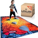 Femo Design® LAVALAND Balancierspiel | 5 Flusssteine + Spielteppich | Kinder Balanciersteine / Der Boden ist Lava Spiel / Größe 230 x160 cm