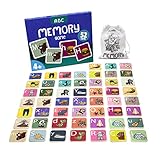 Cottify Memory Spiel Lesen Lernen, Memory ab 4 Jahr, ABC Spiel, Memory für Kinder , Buchstaben Memory, Memory Holz, Holzspielzeug 4 Jahre, Foto Memory, Lese Spiele, Gemischtes Doppel Memory 52 Karten