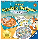 Ravensburger Midi Mandala Designer Boho Style 20019, Zeichnen lernen für Kinder ab 6 Jahren, Zeichen-Set mit Mandala-Schablonen für farbenfrohe Mandalas