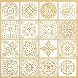 Mandala Schablonen,16 Stück Blumen Malschablone,wiederverwendbare Muster Schablonen,Zeichenschablonen Kinder für DIY Handwerk Malen auf Holz, Stein, Stoffen Metall Möbeln und Wandschablone