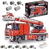 Technik Wasserspray Feuerwehrauto LKW Bausatz, TGL-T4008, 4629 Teile mit 8 Motoren Technik Klemmbausteine Kompatibel mit Lego Technik