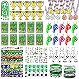 90pcs Fußball Party Mitgebsel Kindergeburtstag Junge, Fußball Give Aways, Fußball Trillerpfeife Schlüsselanhänger Medaillen Trophäe Tattoo Armbänder Partei Geschenk Taschen, Fussball Geschenke Junge