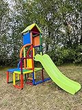 move and stic Toni Spielturm / Spielhaus Kletterturm mit Rutsche für Kleinkinder für Kinderzimmer oder Spielzimmer genauso geeignet wie im Garten