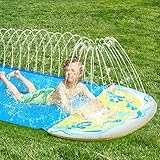 CLISPEED Rasen-Wasserrutschen für Kinder, 15,7 Fuß einfach einzurichten und aufblasbarer Pool Wasserrutschen und Rutsche Outdoor-Sommer-Wasserspielzeug für Hinterhof-Rasen-Garten