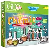 FRANZIS 67128 - GEOlino Experimentierbox Chemie, Experimentierkasten inkl. Laborausrüstung, Set mit 4 Chemikalien, Handbuch und weiterem Zubehör, ab 10 Jahren, keine Vorkenntnisse nötig