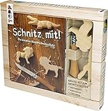 Schnitz mit!, Kreativ-Set: Inhalt: Anleitungsbuch, Kinder-Schnitzmesser und 2 Holzrohlinge