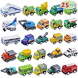 JOYIN 25 Stück Zurückziehen Stadtautos und Lastwagen Spielzeugfahrzeug-Set für Kleinkinder, Mädchen und Jungen, Kinderspielset, Die Cast Spielzeugautos Set