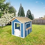 HOME DELUXE - Spielhaus - DER GROßE PALAST blau - 118 x 138 x 132 cm - ohne Bank - umweltfreundliches Kinderspielhaus, inkl. Montagematerial | Gartenhaus Holzhaus Kinderhaus