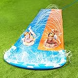 JOYIN 609 CMx 157 cm Rutsche und Wasserrutsche mit 2 Bodyboards, Sommerspielzeug mit eingebauter Sprinkleranlage für Garten und Wasserspielzeug im Freien