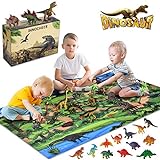 INNOCHEER Dinosaurier Spielzeug Set, Figur Dinosaurier mit Aktivität Spielmatten und Bäume, Einschließlich T-Rex,Triceratops,Pterosauria, Jurassic World Dinosaurier Spielzeug Groß für Kinder