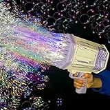 Seifenblasenmaschinen Gatling Bubble Machine|Bubble Gun Automatische 2022 Pistole Spielzeug Prime mit LED 69 Löcher Spielzeug Pistole für Kinder Erwachsene Frauen Mädchen (Violett)