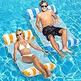 Chaohua Luftmatratze Pool, 2 Stück 4-in-1 Aufblasbare Wasserhängematte Luftmatratze Wasser Hängematte für Erwachsene und Kinder (Blau+Orange) (Luftpumpe Beinhaltet)